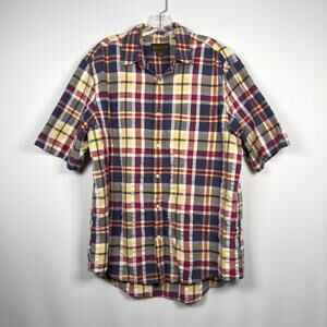 Vintage 90s Timberland Men's Button Up Shirt Blue Red Plaid Size XL